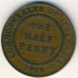 Австралия 1/2 пенни 1928 год