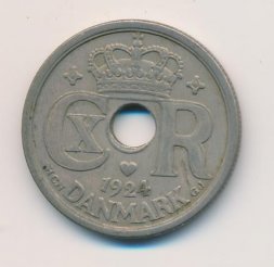 Дания 25 эре 1924 год - Король Кристиан X