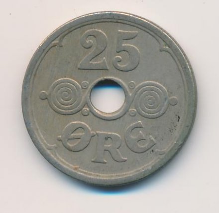 Дания 25 эре 1924 год - Король Кристиан X