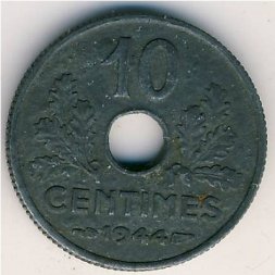 Франция 10 сантимов 1944 год - Режим Виши (Etat Francais)