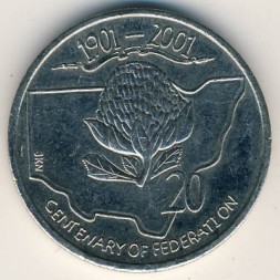 Монета Австралия 20 центов 2001 год - 100-летие Федерации. Штат Новый Южный Уэльс