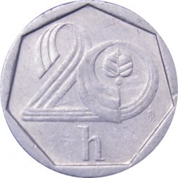 Чехия 20 геллеров 1994 год - Отметка монетного двора: "b’"