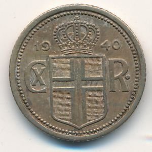 Исландия 25 эйре 1940 год