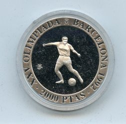 Испания 2000 песет 1990 год - XXV Летние Олимпийские игры, Барселона 1992 - футбол