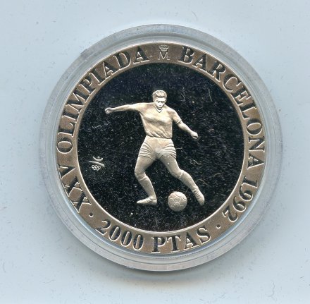 Испания 2000 песет 1990 год - XXV Летние Олимпийские игры, Барселона 1992 - футбол