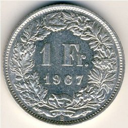 Швейцария 1 франк 1967 год