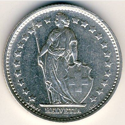 Швейцария 1 франк 1967 год