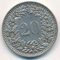 Швейцария 20 раппенов 1933 год