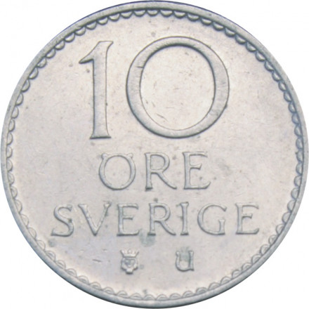 Швеция 10 эре 1973 год - Король Густав VI Адольф