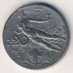 Италия 20 чентезимо 1910 год