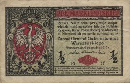 Польша 1/2 злотых 1917 год (оккупационная валюта)