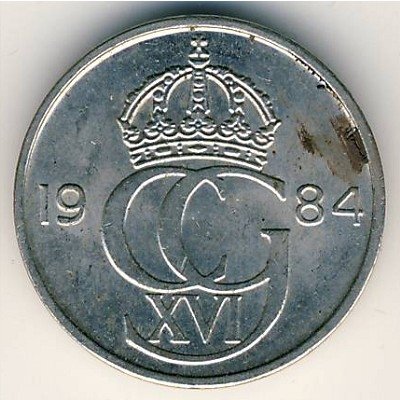 Швеция 25 эре 1984 год