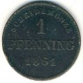 Бавария 1 пфеннинг 1861 год