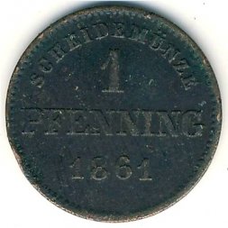 Бавария 1 пфеннинг 1861 год
