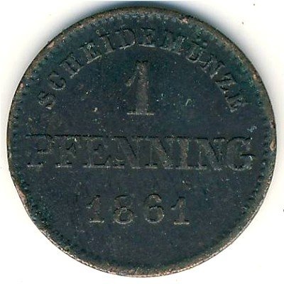 Бавария 1 пфеннинг 1861 год