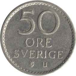 Швеция 50 эре 1973 год - Король Густав VI Адольф