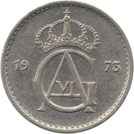 Швеция 50 эре 1973 год - Король Густав VI Адольф