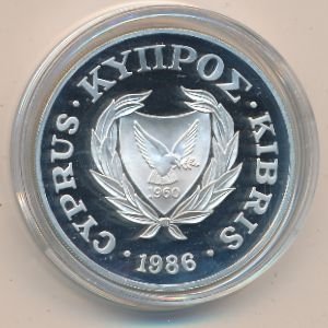 Кипр 1 фунт 1986 год - Фонд дикой природы WWF. Кипрский муфлон (серебро)