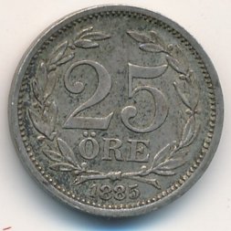 Швеция 25 эре 1885 год
