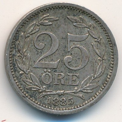 Швеция 25 эре 1885 год