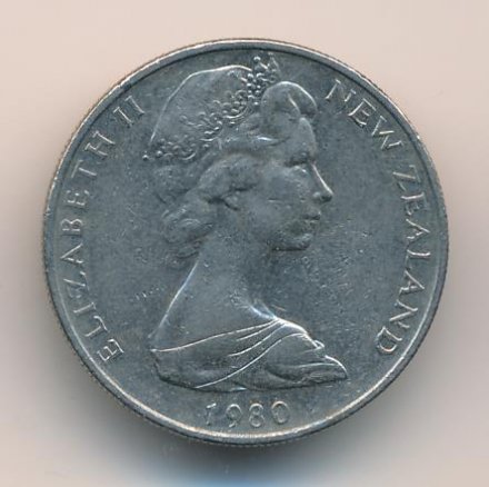 Новая Зеландия 10 центов 1980 год
