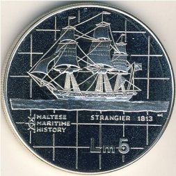 Мальта 5 лир 1984 год