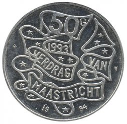 Нидерланды 50 гульденов 1994 год - Маастрихтский договор (UNC)