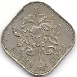 Монета Багамские острова 15 центов 1969 год
