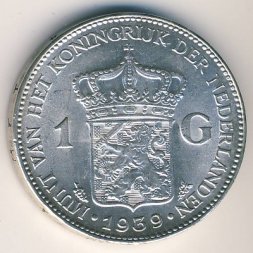 Нидерланды 1 гульден 1939 год - Вильгельмина