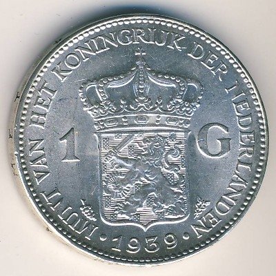 Нидерланды 1 гульден 1939 год - Вильгельмина