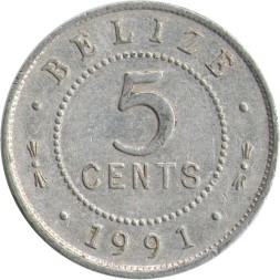 Белиз 5 центов 1991 год