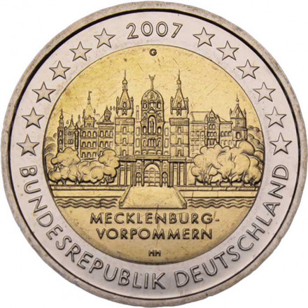 Германия 2 евро 2007 год - Шверинский Замок, Мекленбург-Передняя Померания