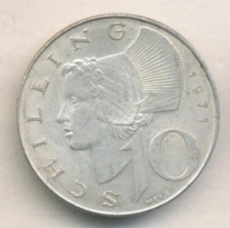 Австрия 10 шиллингов 1971 год