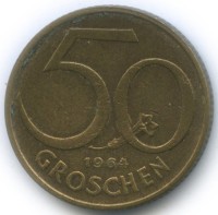 Монета Австрия 50 грошей 1964 год