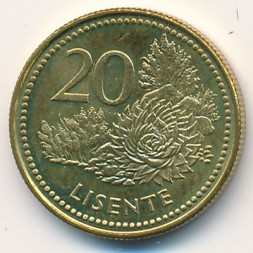 Монета Лесото 20 лисенте 1998 год