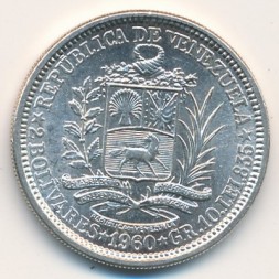 Монета Венесуэла 2 боливара 1960 год - Симон Боливар