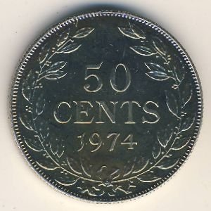 Либерия 50 центов 1974 год