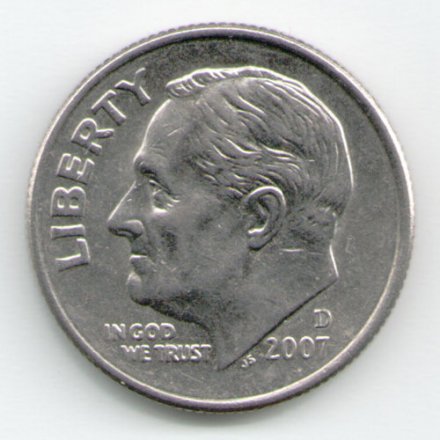 США 1 дайм (10 центов) 2007 год - Франклин Рузвельт (D)