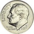 США 1 дайм (10 центов) 2007 год - Франклин Рузвельт (D)