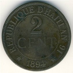 Гаити 2 сантима 1894 год