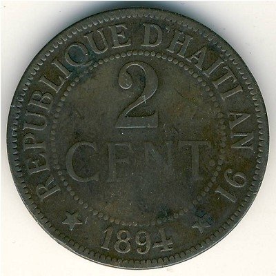 Гаити 2 сантима 1894 год