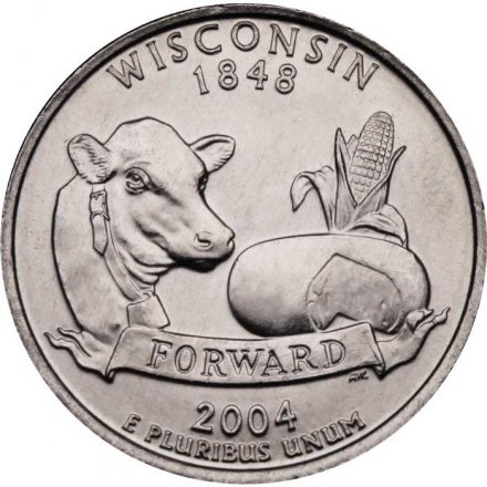США 25 центов 2004 год - Штат Висконсин (D)