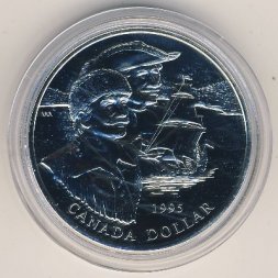 Канада 1 доллар 1995 год - 325 лет Компании Гудзонова залива (BU)