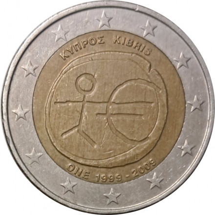 Кипр 2 евро 2009 год - 10 лет валютному союзу