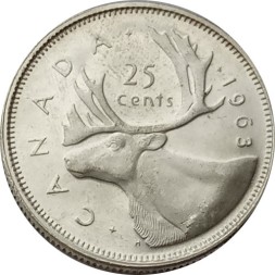 Канада 25 центов 1963 год