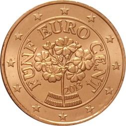 Австрия 5 евроцентов 2013 год - Альпийская примула