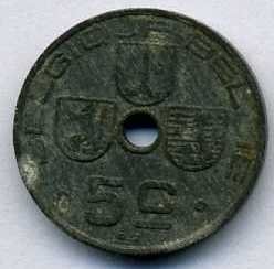 Бельгия 5 сантимов 1943 год