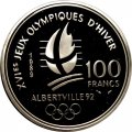 Франция 100 франков 1989 год - XVI зимние Олимпийские Игры, Альбервиль 1992. Горнолыжный спорт
