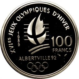 Франция 100 франков 1989 год - XVI зимние Олимпийские Игры, Альбервиль 1992. Горнолыжный спорт