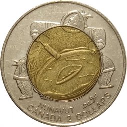 Канада 2 доллара 1999 год - Основание Нунавута. Шаман